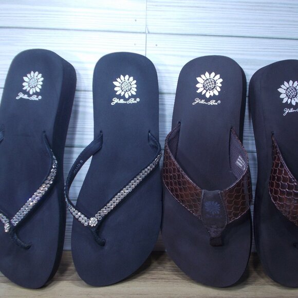 2 Pr Yellow Box Women’s 8 Flip Flop Sandals - Picture 1 of 5